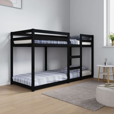 vidaXL Bunk Bed without Mattress Black 75x190 cm Small Single Solid Wood Pine