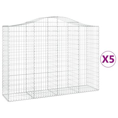 vidaXL Arched Gabion Baskets 5 pcs 200x50x140/160 cm Galvanised Iron