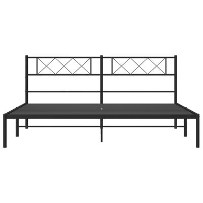 vidaXL Metal Bed Frame with Headboard Black 193x203 cm