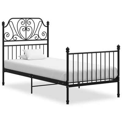 vidaXL Bed Frame without Mattress Black Metal 100x200 cm