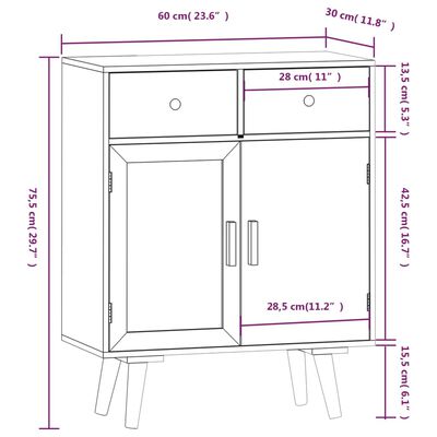 vidaXL Sideboard with Drawers 60x30x75.5 cm Engineered Wood