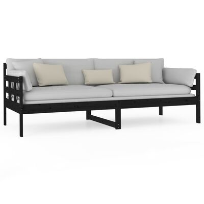 vidaXL Day Bed without Mattress Black Solid Wood Pine 80x200 cm