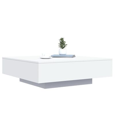 vidaXL Coffee Table with LED Lights White 100x100x31 cm