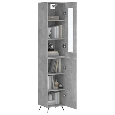 vidaXL Highboard Concrete Grey 34.5x34x180 cm Engineered Wood