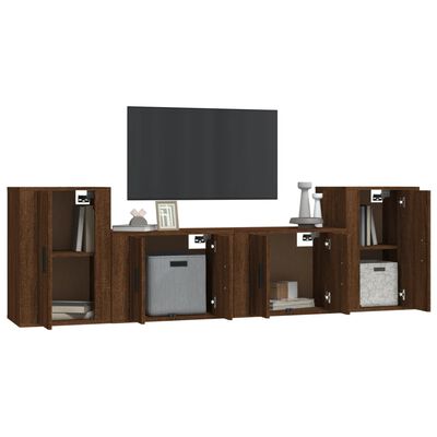 vidaXL 4 Piece TV Cabinet Set Brown Oak Engineered Wood