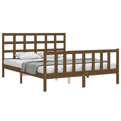 vidaXL Bed Frame without Mattress Honey Brown King Size Solid Wood Pine