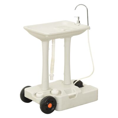 vidaXL Camping Hand Wash Stand with Wheeled Water Tank Grey