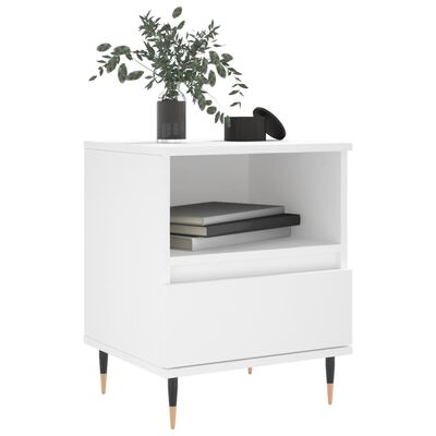 vidaXL Bedside Cabinet White 40x35x50 cm Engineered Wood