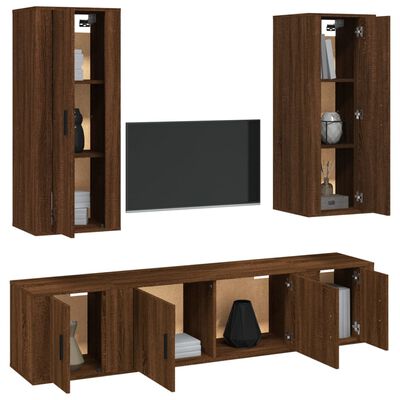 vidaXL 5 Piece TV Cabinet Set Brown Oak Engineered Wood