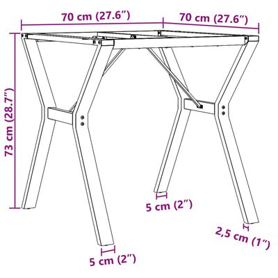 vidaXL Dining Table Legs Y-Frame 70x70x73 cm Cast Iron