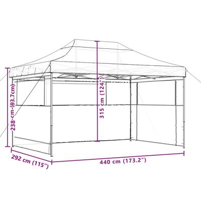 vidaXL Foldable Party Tent Pop-Up with 3 Sidewalls Orange