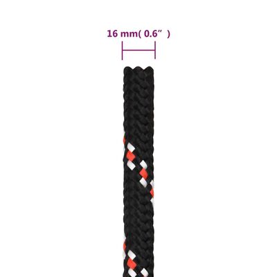 vidaXL Boat Rope Black 16 mm 100 m Polypropylene