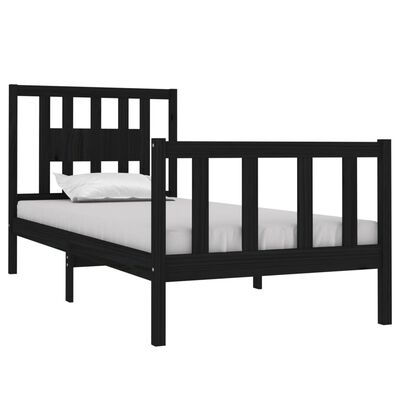 vidaXL Bed Frame without Mattress Black 90x190 cm Single Solid Wood