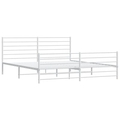 vidaXL Metal Bed Frame without Mattress with Footboard White 193x203 cm