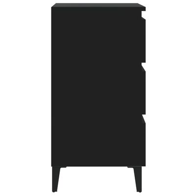 vidaXL Bed Cabinet with Metal Legs 2 pcs Black 40x35x69 cm