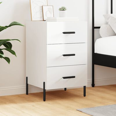 vidaXL Bedside Cabinet High Gloss White 40x40x66 cm Engineered Wood