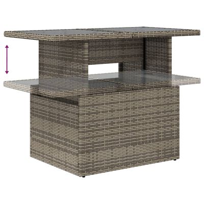 vidaXL Garden Table with Glass Top Grey 100x55x73 cm Poly Rattan