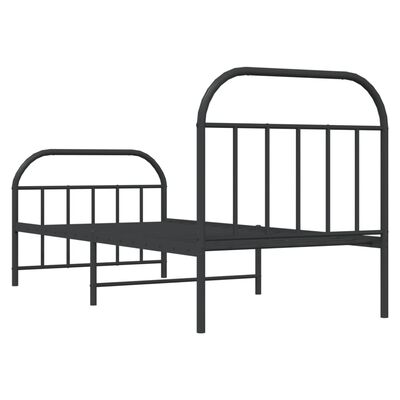 vidaXL Metal Bed Frame without Mattress with Footboard Black 90x200 cm