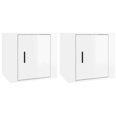 vidaXL Bedside Cabinets 2 pcs High Gloss White 50x39x47 cm