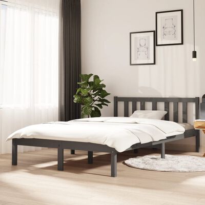 vidaXL Bed Frame without Mattress Grey Solid Wood 120x200 cm