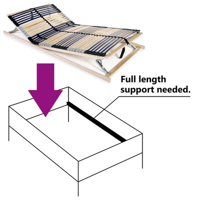 vidaXL Slatted Bed Base without Mattress with 42 Slats 7 Zones 120x200 cm