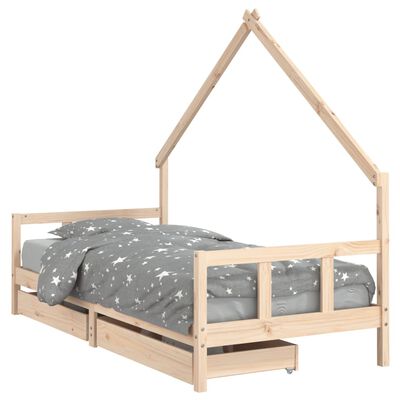 vidaXL Kids Bed Frame with Drawers 90x190 cm Solid Wood Pine