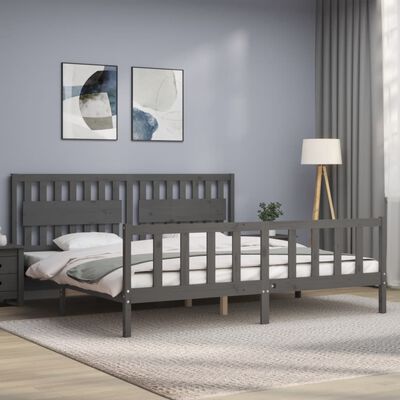 vidaXL Bed Frame without Mattress Grey 200x200 cm Solid Wood Pine