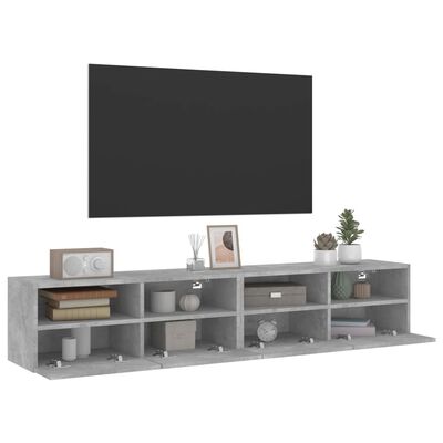 vidaXL TV Wall Cabinets 2 pcs Concrete Grey 80x30x30 cm Engineered Wood