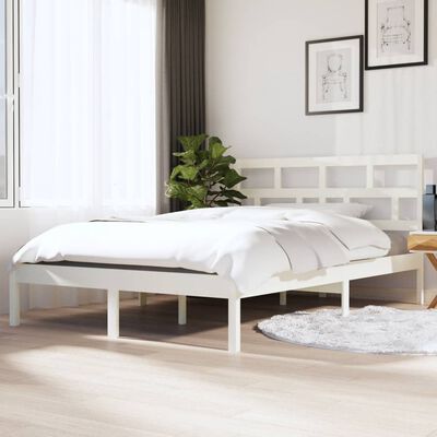 vidaXL Bed Frame without Mattress White Solid Wood 140x190 cm (809998+814195)