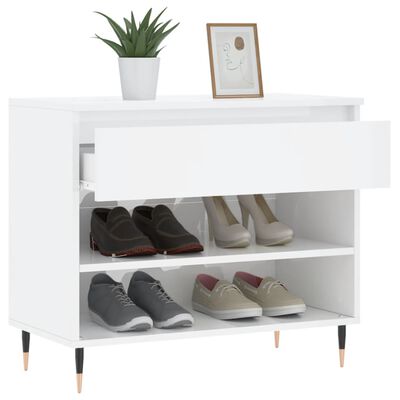 vidaXL Shoe Cabinet High Gloss White 70x36x60 cm Engineered Wood