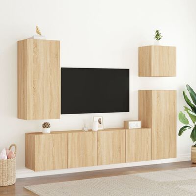 vidaXL TV Cabinets Wall-mounted 2 pcs Sonoma Oak 80x30x41 cm