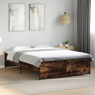 vidaXL Bed Frame without Mattress Smoked Oak 120x200 cm