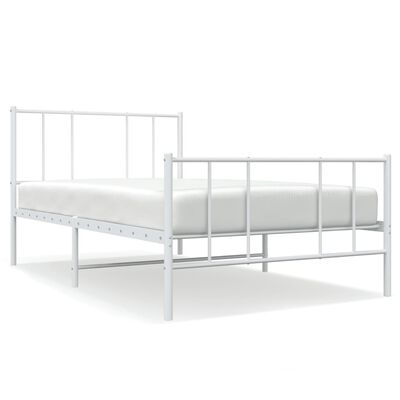 vidaXL Metal Bed Frame without Mattress with Footboard White 100x200 cm