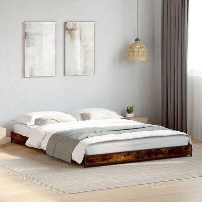 vidaXL Bed Frame without Mattress Smoked Oak 140x190 cm