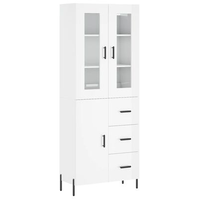 vidaXL Highboard High Gloss White 69.5x34x180 cm Engineered Wood