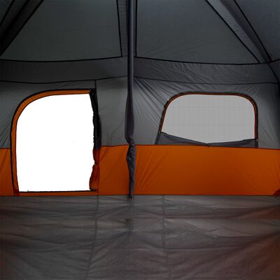 vidaXL Family Tent Cabin 10-Person Grey and Orange Waterproof