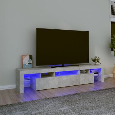 vidaXL TV Cabinet with LED Lights Concrete Grey 200x36.5x40 cm