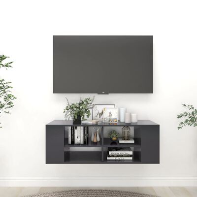 vidaXL Wall-Mounted TV Cabinet Grey 102x35x35 cm Engineered Wood