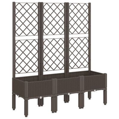 vidaXL Garden Planter with Trellis Brown 120x40x142 cm PP