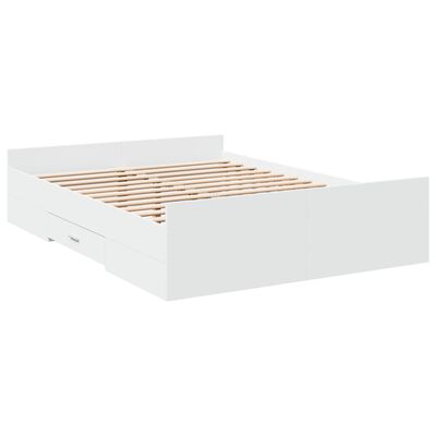 vidaXL Bed Frame with Drawers without Mattress White 135x190 cm Double