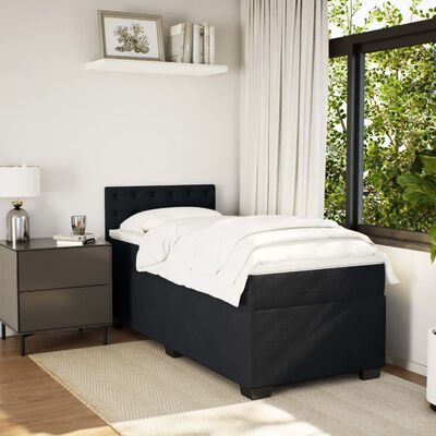 vidaXL Box Spring Bed with Mattress Black 100x200 cm Velvet