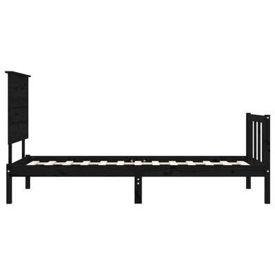 vidaXL Bed Frame without Mattress Black Small Single Solid Wood Pine