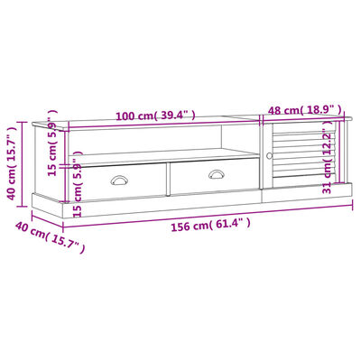 vidaXL TV Cabinet VIGO 156x40x40 cm Solid Wood Pine