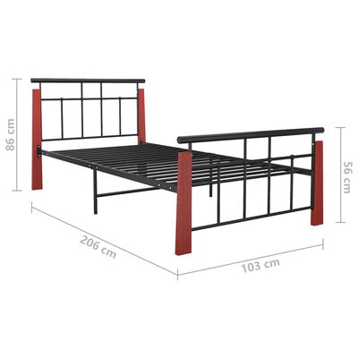 vidaXL Bed Frame without Mattress Metal and Solid Oak Wood 90x200 cm