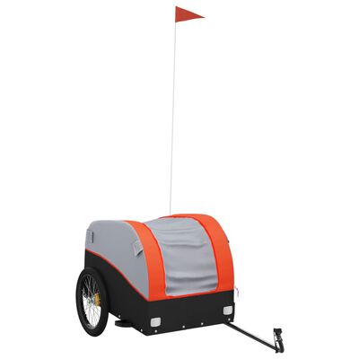 vidaXL Bike Trailer Black and Orange 45 kg Iron