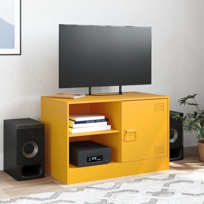 vidaXL TV Cabinet Mustard Yellow 67x39x44 cm Steel