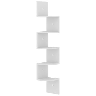 vidaXL Wall Corner Shelf White 19x19x123 cm Engineered Wood