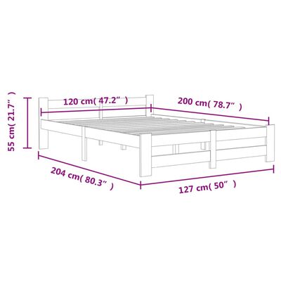 vidaXL Bed Frame without Mattress White Solid Pine Wood 120x200 cm