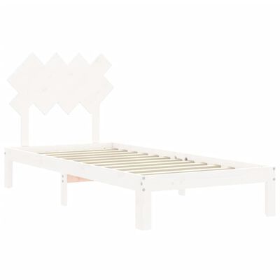 vidaXL Bed Frame without Mattress White Single Solid Wood Pine