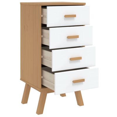 vidaXL Bedside Cabinet OLDEN White and Brown Solid Wood Pine